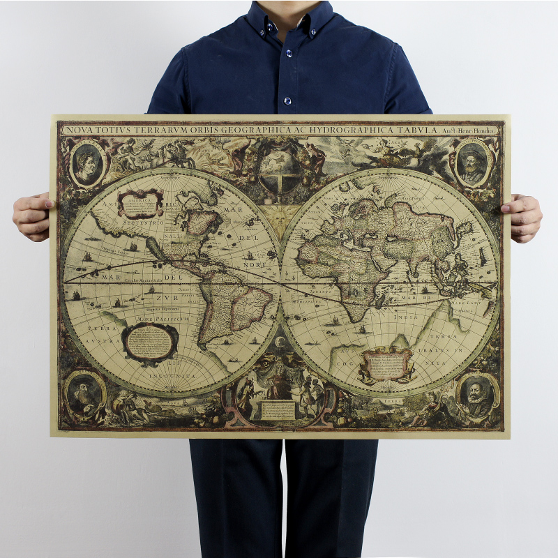 1641 old Nautical chart world  - Star Map Poster recension och pris