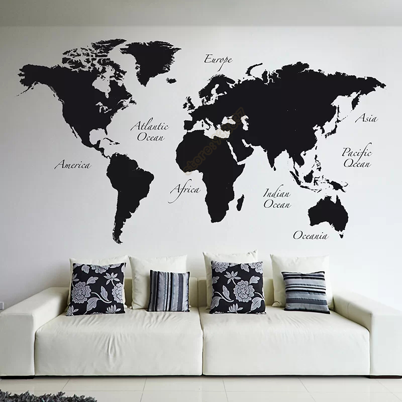 Large World Map Vinyl Wall Dec - Star Map Poster recension och pris